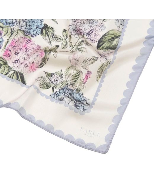 Fable England White Neutrals Hydrangea Small Quilted Makeup Bag & Hydrangea Square Scarf Set