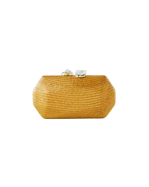 LIKHÂ Yellow Sarsuela Handwoven Clutch Camel