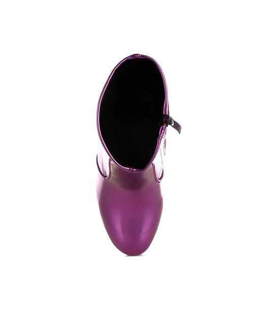 Rag & Co Purple Tirana Metallic Pleather Sock Boots