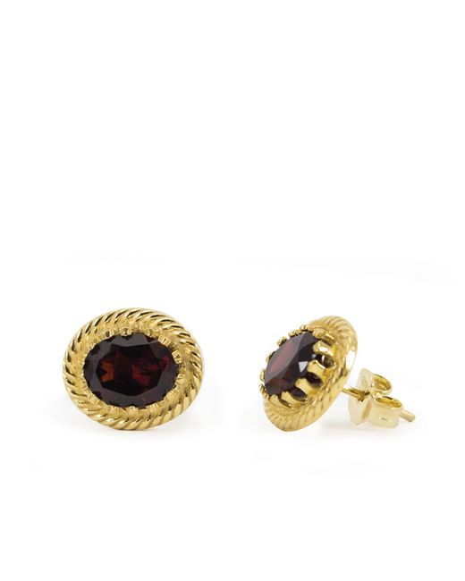 Vintouch Italy Metallic Luccichio Garnet Stud Earrings