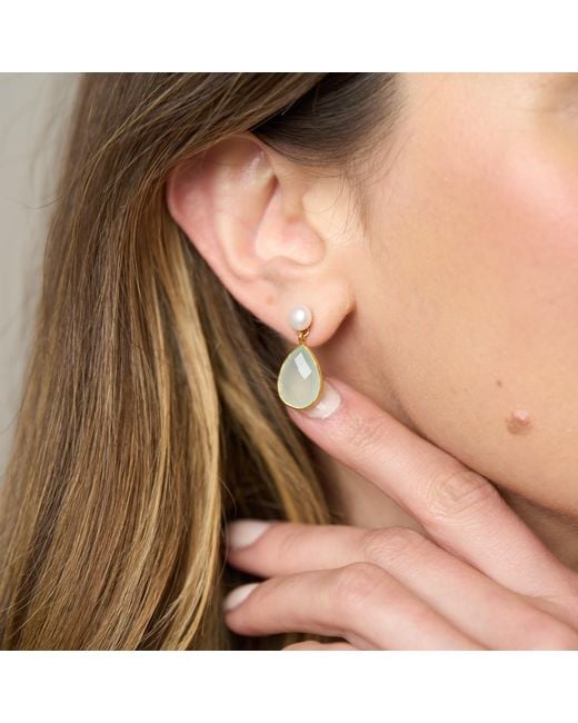 Pearls of the Orient Online Blue Clara Cultured Freshwater Pearls & Aqua Chalcedony Drop Earrings