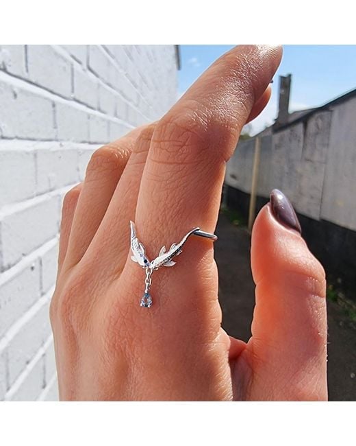 NASI SILVER Metallic Two Wishes Wishbone Ring- Topaz