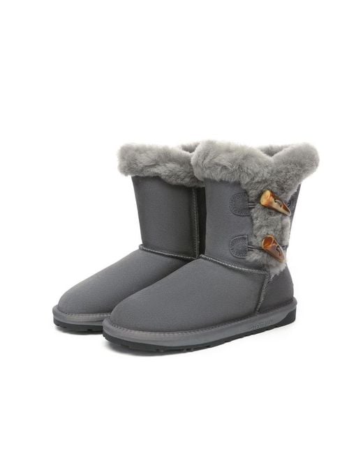 EverAu Australia Gray Stork Horn Toggle Button Short Boots