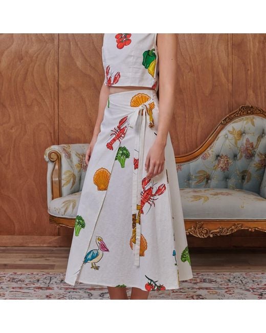 Pecanpepperpelican White Vhagar Long Wrap Skirt