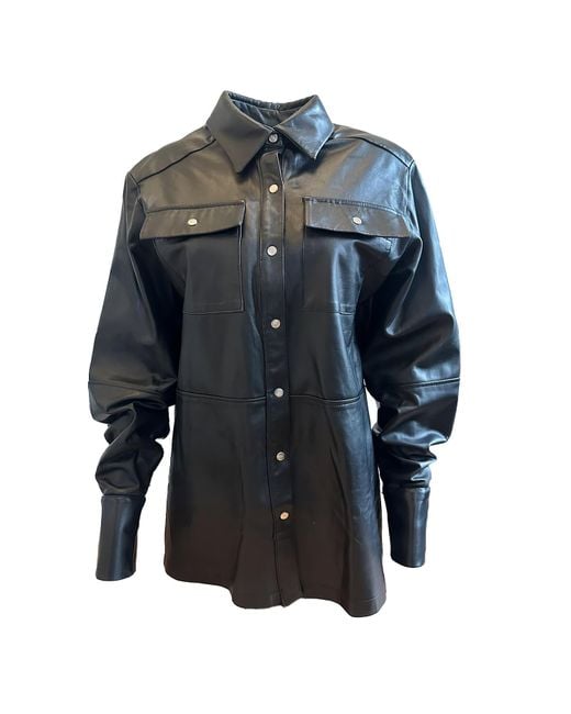 Galleriadele Blue Lamb Leather Shirt