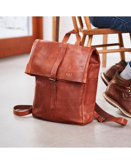 VIDA VIDA Brown Vida Vintage Leather Roll Top Backpack