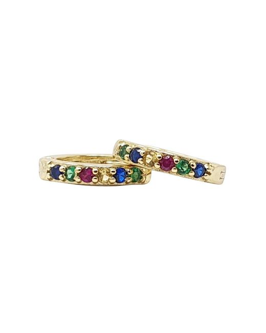 Harfi Multicolor Sapphire Emerald Citrine Ruby Gemstone Plated Huggie Hoops