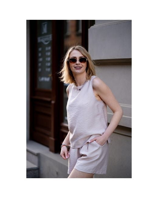Oh!Zuza Pink Neutrals Echo Viscose Shorts Pockets