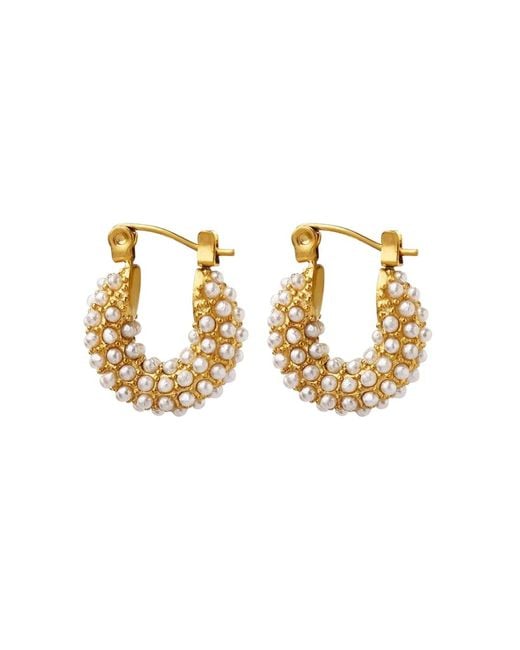 Nazzar Metallic Pearl Mini Hoops