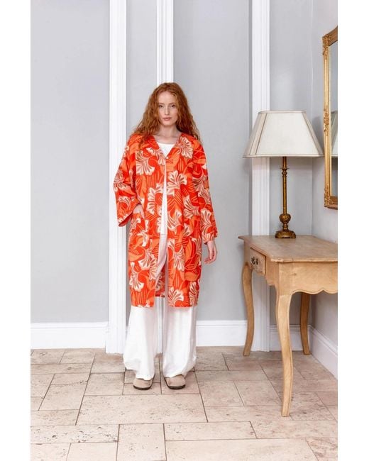 Inara Red Molokai Sunset Cotton Kimono