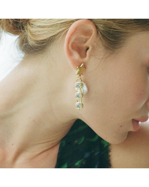 Sccollection Metallic Ziggy Star & Pearl Earrings
