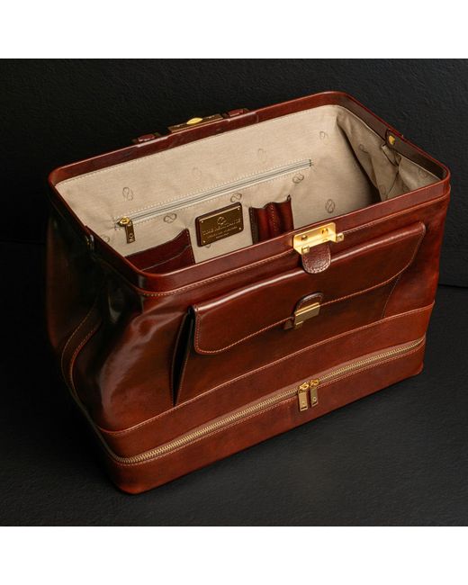 Time Resistance Brown Large Italian Leather Doctor Bag