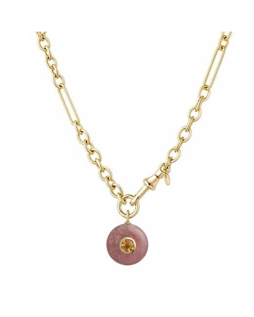 Hye Jane Jewelry Metallic Simone With Strawberry Quartz Pendant