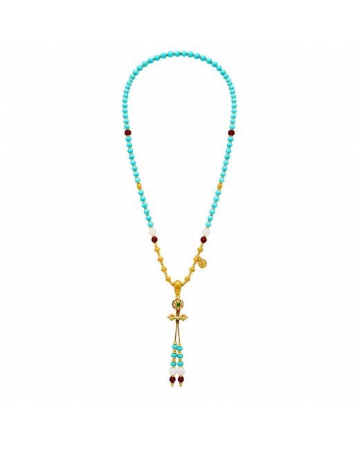 Ormiro Metallic Dakini & Carnelian Beaded Tassel Necklace