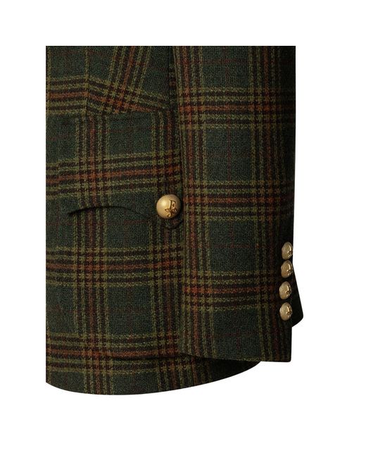 The Extreme Collection Green Checked Wool Blazer Grant