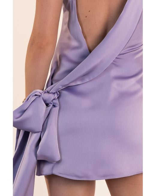 Clerestory Purple Naiome Pearl Embellished Open Back Mini Dress