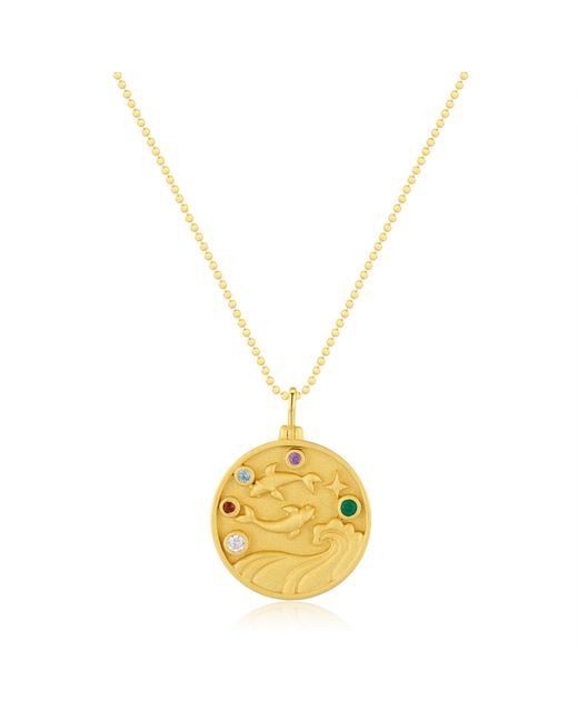 Azura Jewelry New York Metallic Pisces Zodiac Mantra Necklace Vermeil