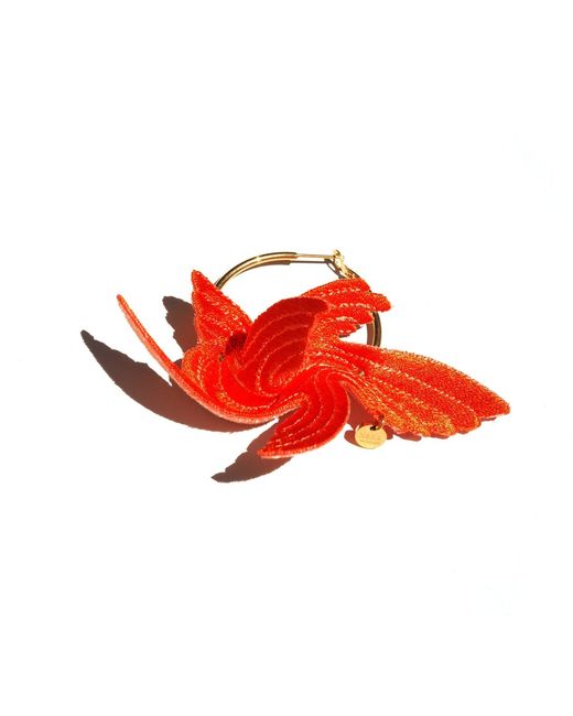 Nana Watanabe Red Joy Little Bird Embroidery Earrings