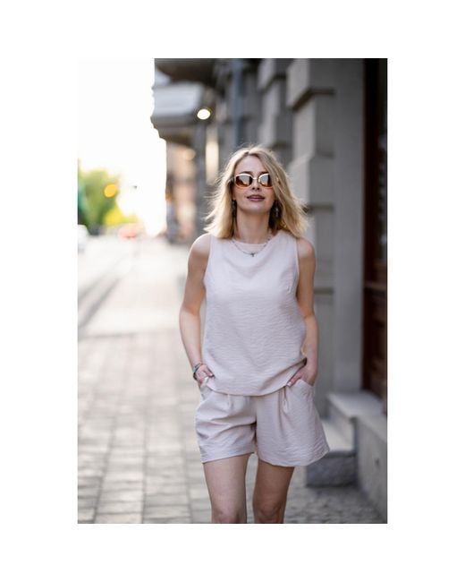 Oh!Zuza Pink Neutrals Echo Viscose Shorts Pockets