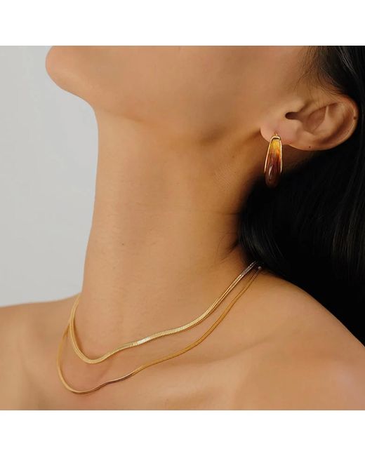 Miss Cecilia Metallic Juniper Square Snake Chain Necklace