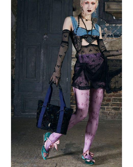 Natalia Petruch Blue Natasha Silk Velvet Tote Bag