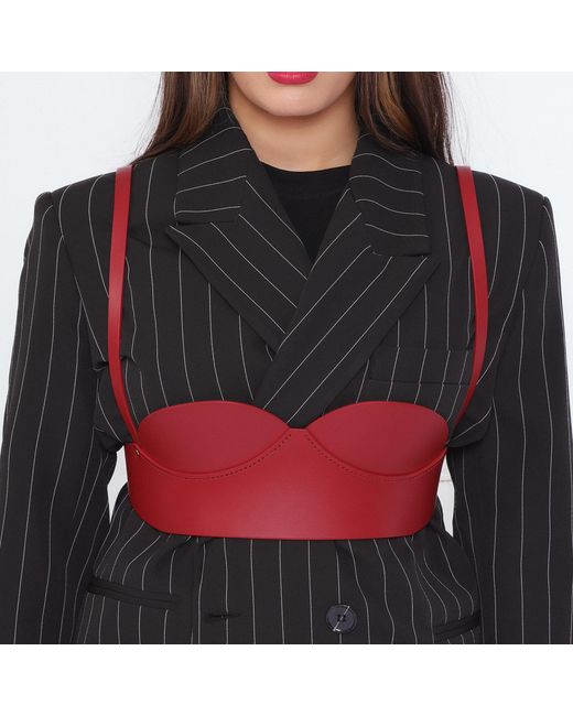 Haute Cuir Red Leather Venus Open Cup Harness