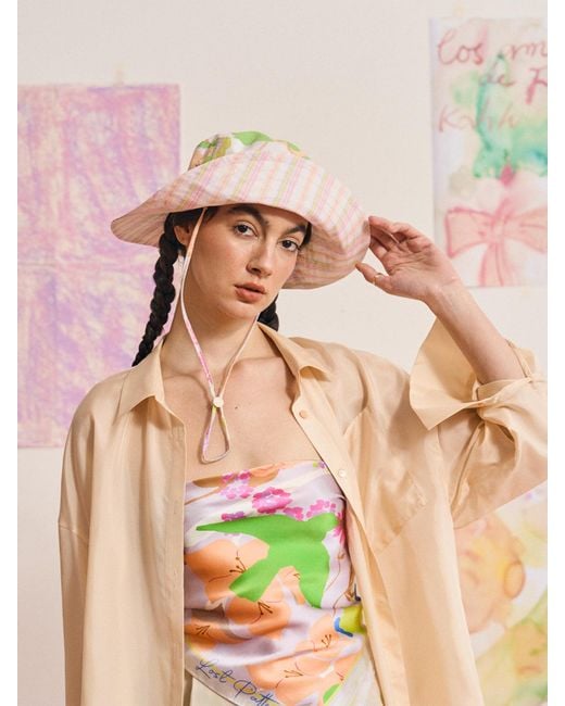 Lost Pattern Pink Frida X Lost Pattern Frida's Garden Cotton Reversible Sun Hat