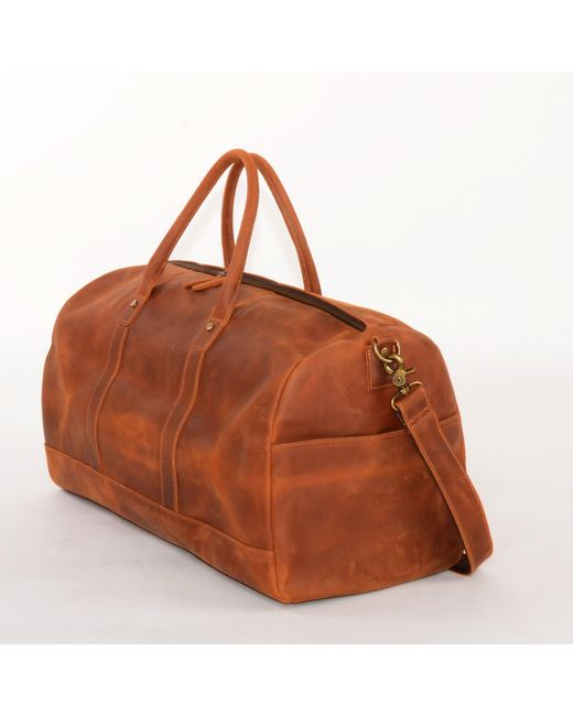 Touri Orange Genuine Saddel Leather Duffel for men
