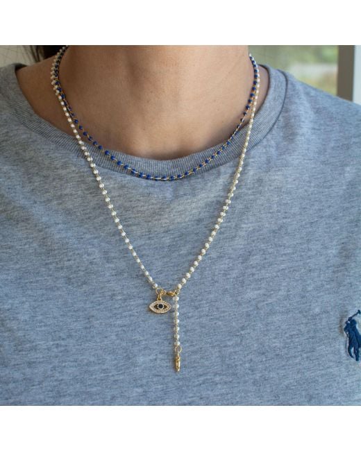 Alexie of Athens Metallic Protection Evil Eye Bead Lariat