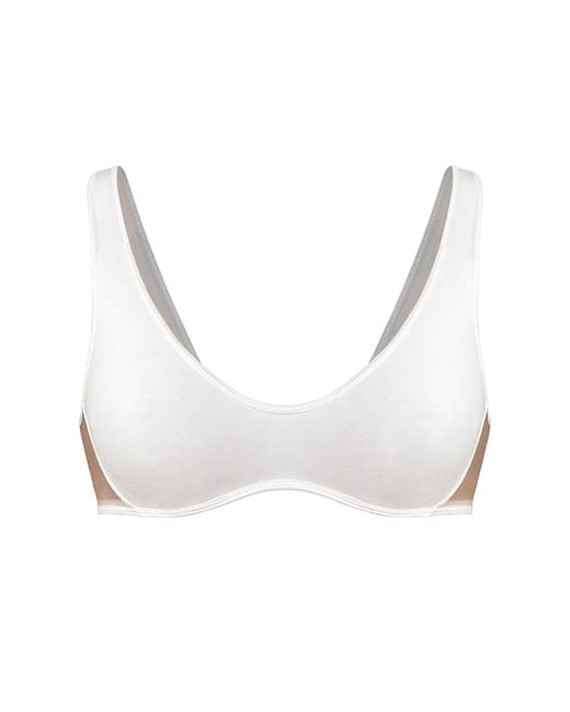 MONIQUE MORIN LINGERIE White Core Scoop Neck Bralette Crystal