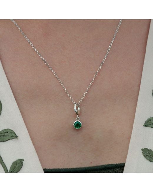 Lily Charmed Metallic Sterling May Birthstone Charm Necklace
