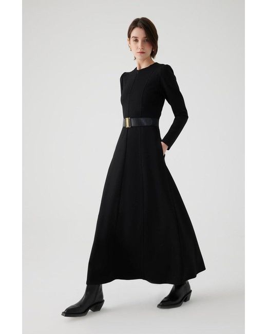Exquise Black Anthea Belted Maxi Dress