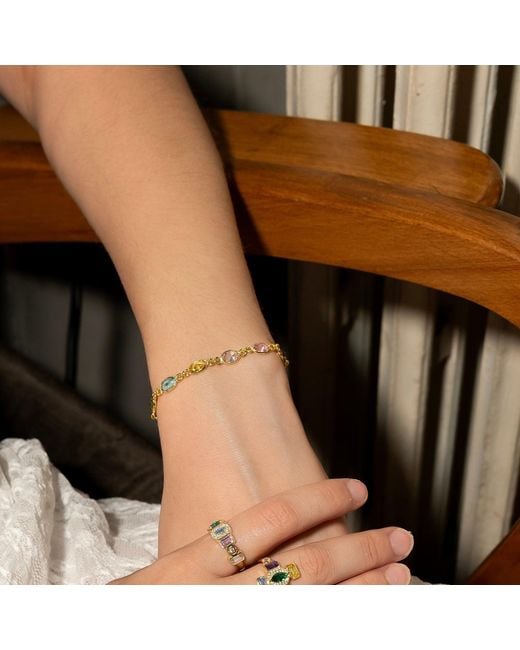 Spero London Metallic Multicolour Oval Gem Sterling Bracelet