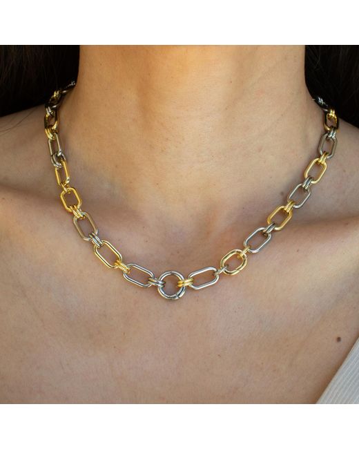 Alexie of Athens Metallic Two-Tone Charm Chain Necklace