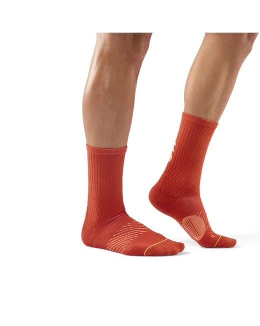 Semibold Red Performance Crew Socks Amber