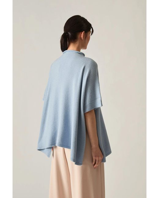 James Lakeland Blue Pale Side Button Poncho