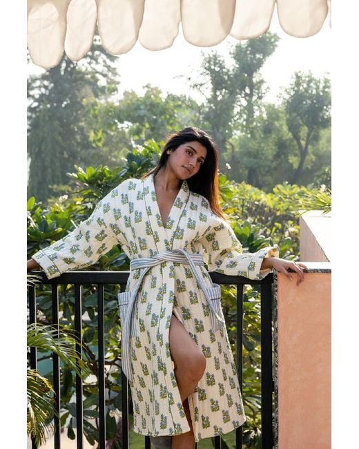 Mooch Cotswolds Metallic Quilted Luxury Cotton Dressing Gown Robe