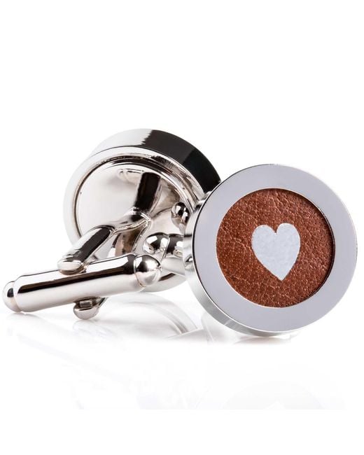 N'damus London Multicolor Regent Leather Heart Cufflinks for men