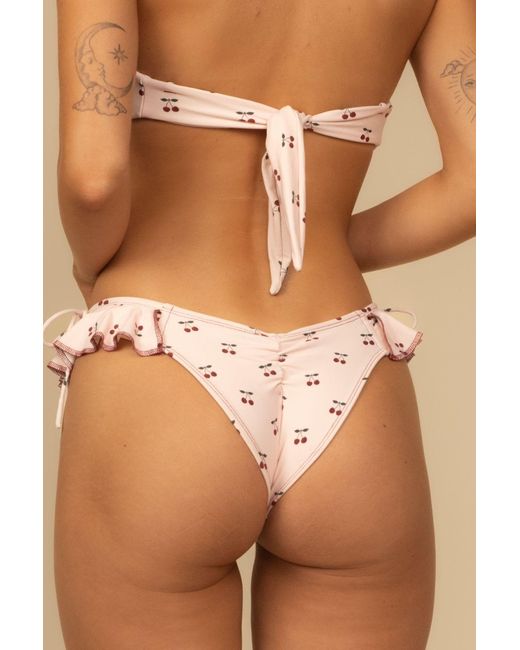 Montce Pink Cherries Uno Ruffle Bows Bikini Bottom