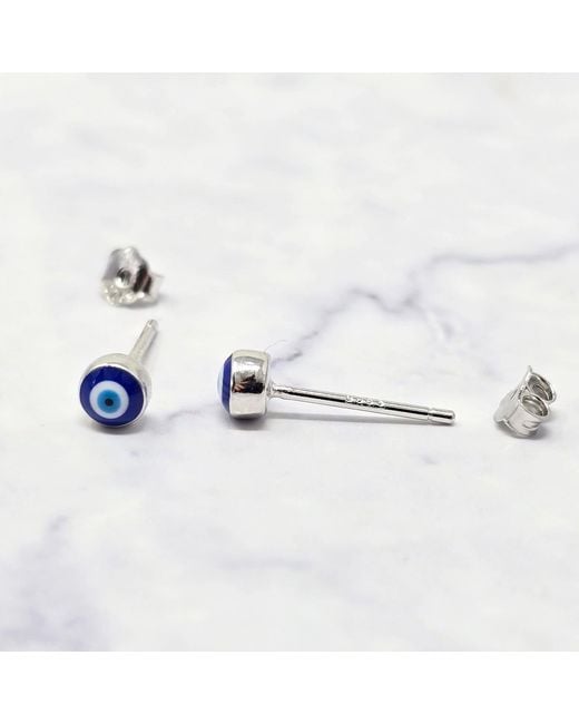 Harfi Blue Turkish Evil Eye Nazar Protective Stud Earrings