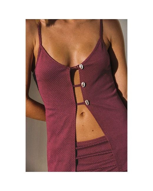 Blackbough Swim Red Indy Open Front Tank Top Henna