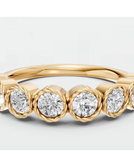 Aya Fine Jewelry Metallic Bezel Set Round Lab Diamond Wedding Half Eternity Band