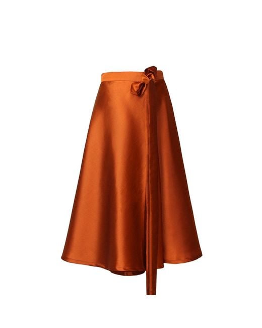Richa Sharma Brown Bronze Hued Taffeta Silk Midi Skirt