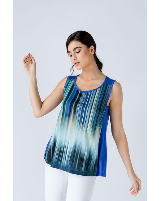 Conquista Blue Gradient Stripe A-Line Sleeveless Top