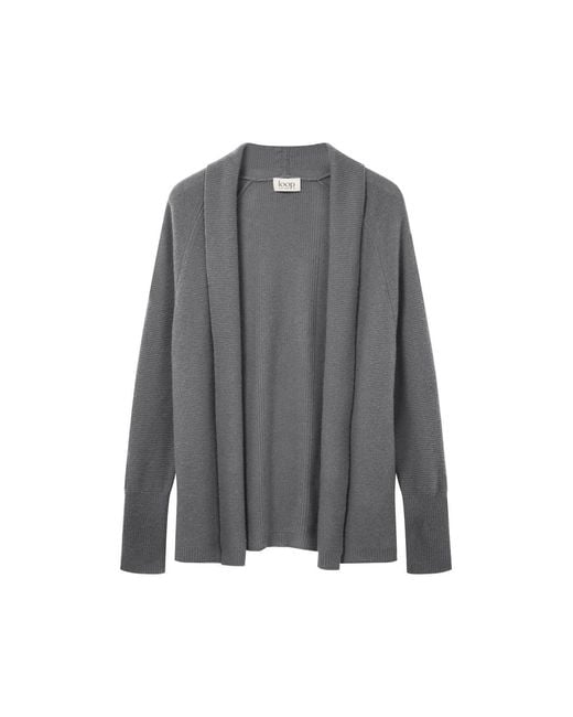Loop Cashmere Gray Relaxed Edge To Edge Cardigan