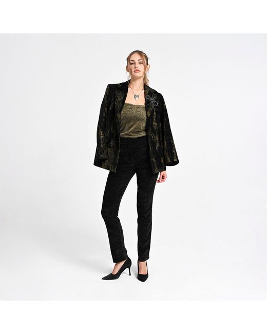 Lalipop Design Black Metallic Print Double-Breasted Blazer