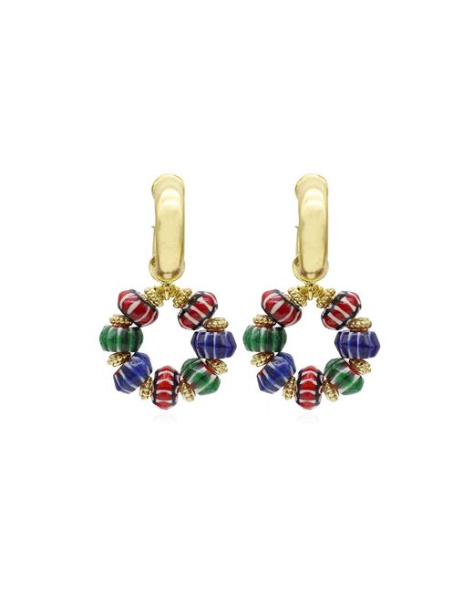 Bayemeyc Metallic Cuba Gemstone Hoop Earrings