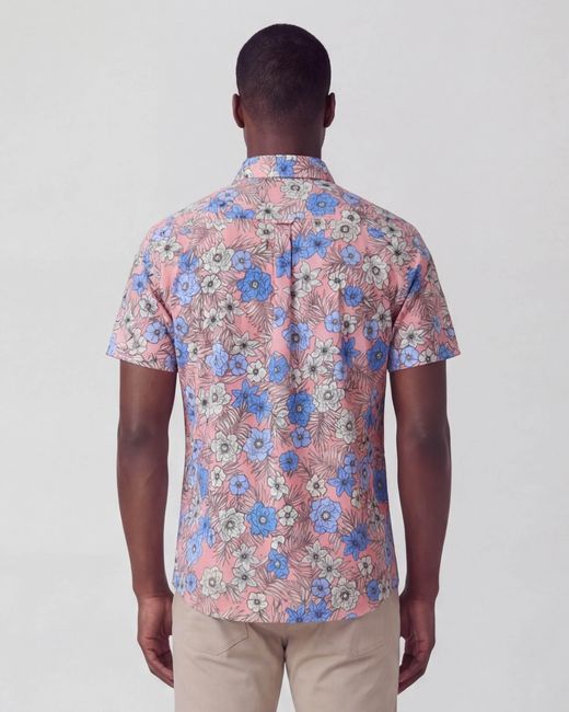 Lords of Harlech Blue Todd Tropical Mix Coral Knit Shirt for men