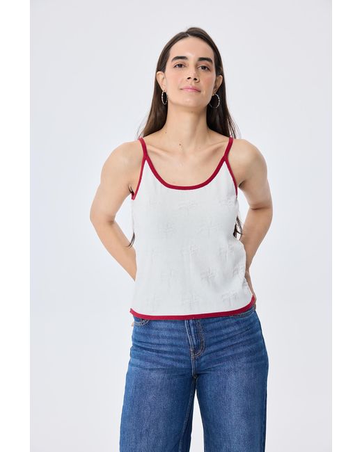 Peraluna Pink Desert Palm Palm Patterned Knit Strapped Top