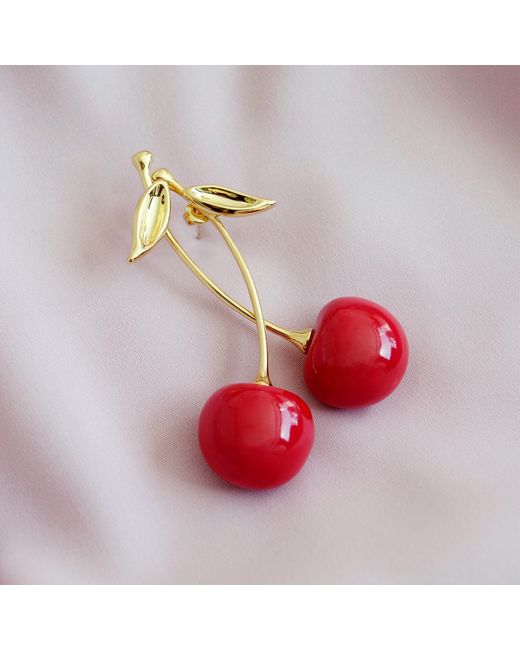 POPORCELAIN Red Porcelain Cherry Earrings